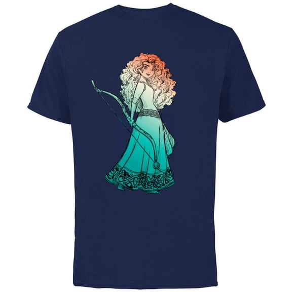 Disney and PIXAR Brave Merida Stylized T-Shirt - Short Sleeve Cotton T-Shirt for Adults - Customized-Navy