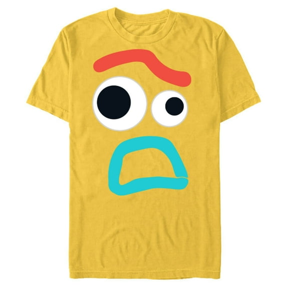 Disney and PIXAR Toy Story 4 Forky Timid Face Costume T-Shirt- Short Sleeve Blended T-Shirt for Adults - Customized-Yellow
