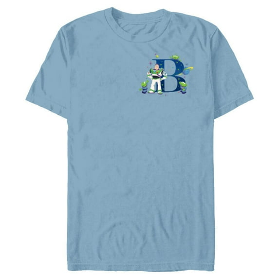 Disney and Pixar Alphabet Monogram Letter B Buzz Lightyear - Short Sleeve Blended T-Shirt for Adults - Customized-Ocean Blue