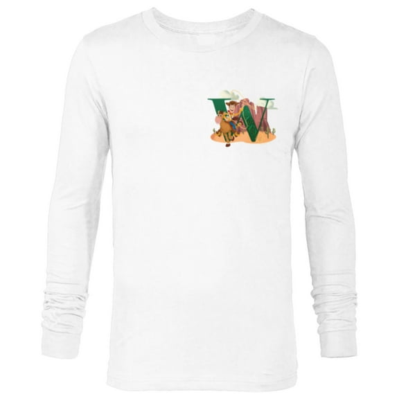 Disney and Pixar Alphabet Monogram Toy Story Letter W Woody - Long Sleeve T-Shirt for Men - Customized-White