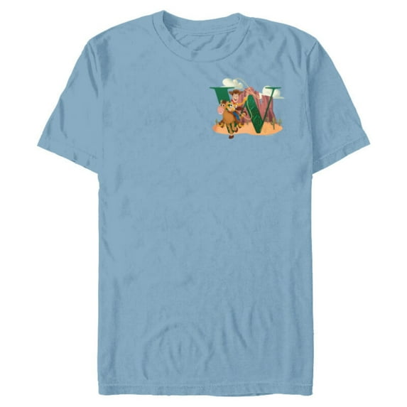 Disney and Pixar Alphabet Monogram Toy Story Letter W Woody - Short Sleeve Blended T-Shirt for Adults - Customized-Ocean Blue