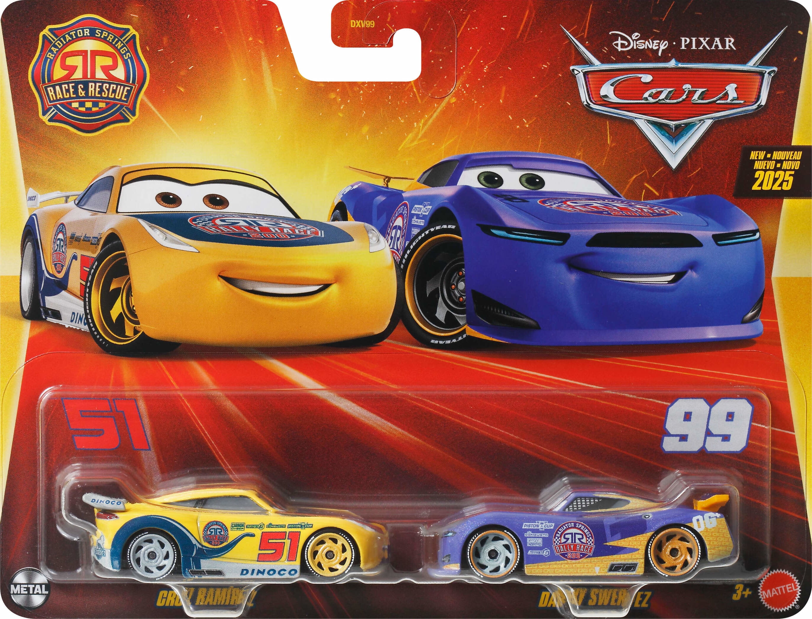 Disney and Pixar Cars 2-Pack, Set of 2 1:55 Scale Die-Cast Toy Vehicles (Styles May Vary)