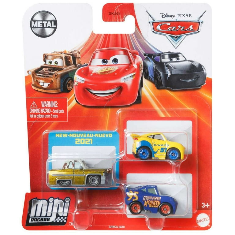 Disney and Pixar Cars Mini Racers 3-Pack Metal Vehicles, For