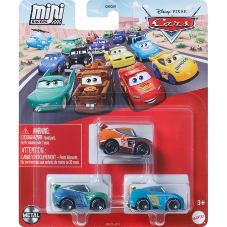 Disney and Pixar Cars Mini Racers 3-Pack, Set of 3 Toy Vehicles from the Franchise (Styles May Vary)