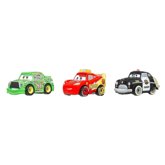 Disney and Pixar Cars Mini Racers 3-Pack, Set of 3 Toy Vehicles from the Franchise (Styles May Vary)