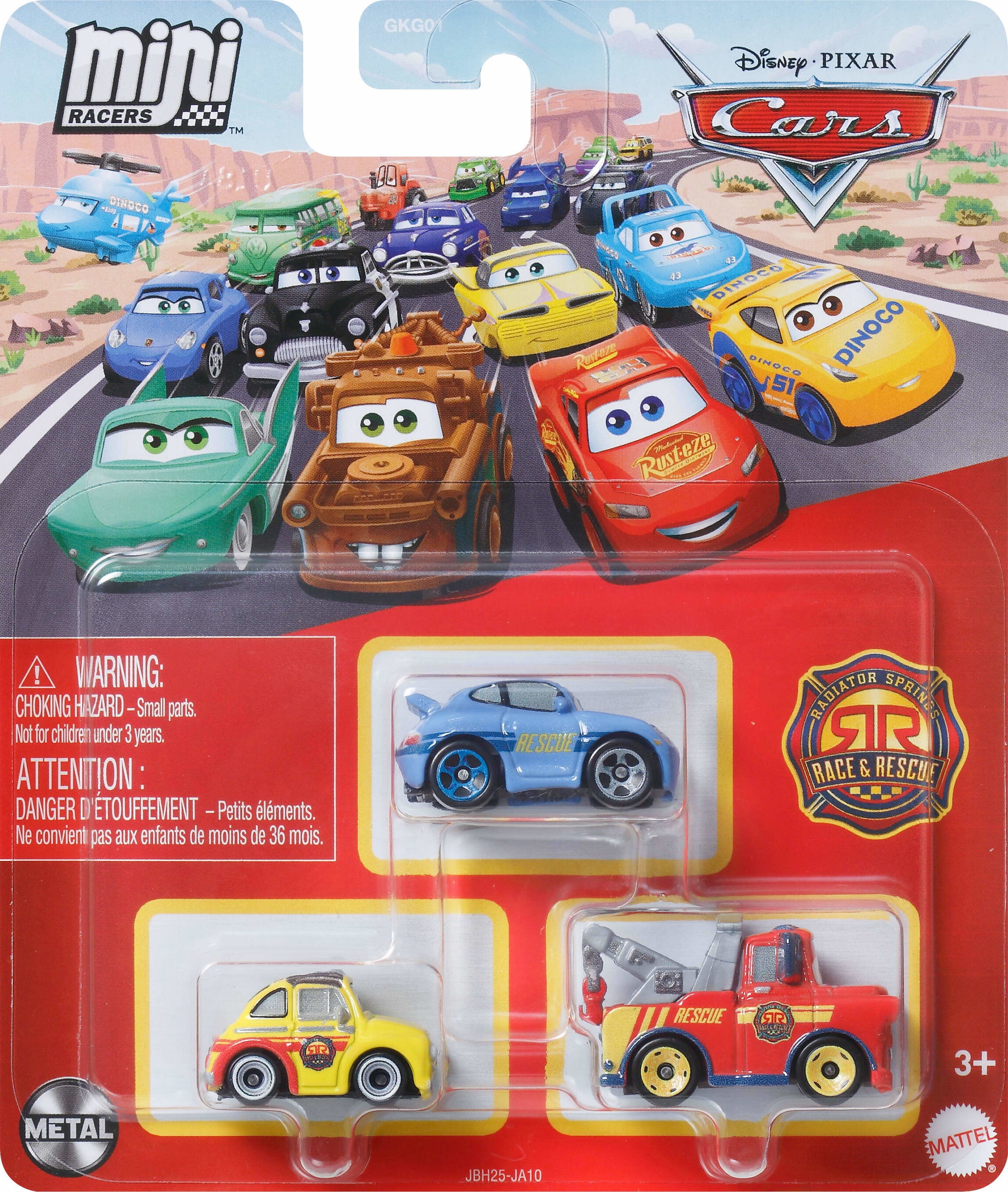 Disney and Pixar Cars Mini Racers 3-Pack, Set of 3 Toy Vehicles