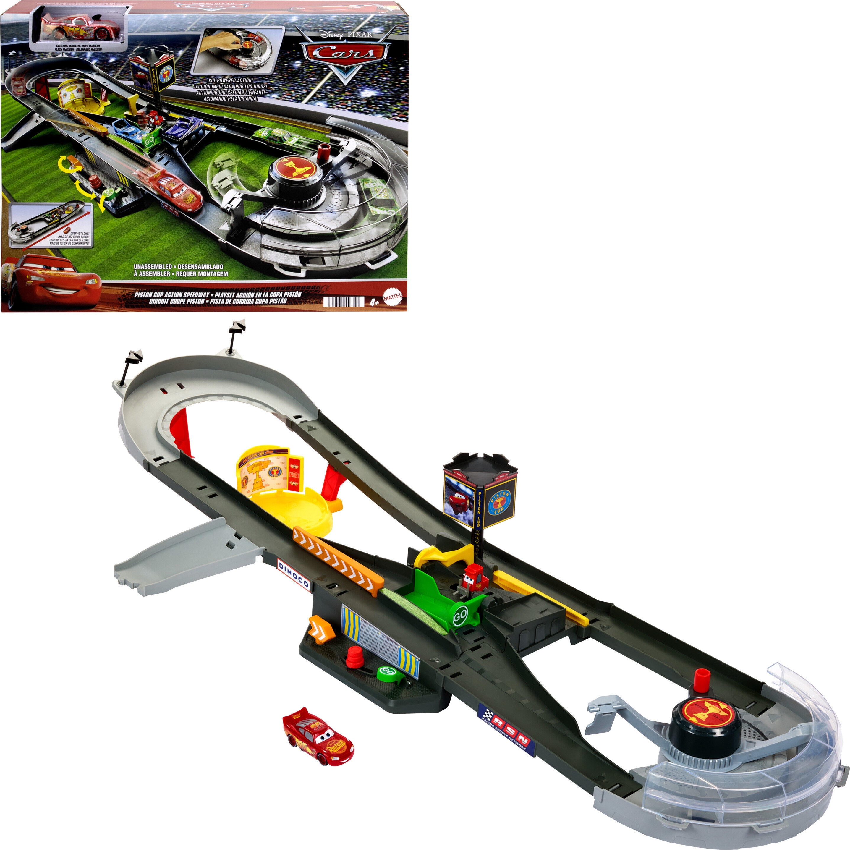 Disney Pixar Cars Piston Cup Speedway Playset with 1:55 Scale Toy Car