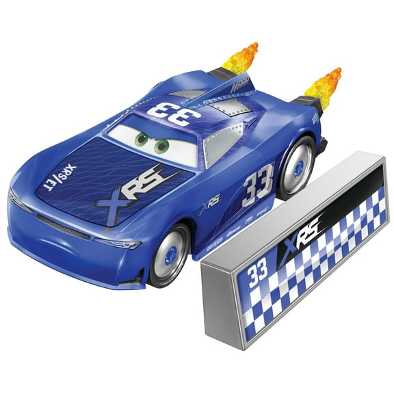 Disney and Pixar Cars XRS Rocket Racing Ed Truncan, 1:55 Scale Die-Cast Vehicle with Pitstop Barrier Blast Wall and Spinning Exhaust Pipe Flames