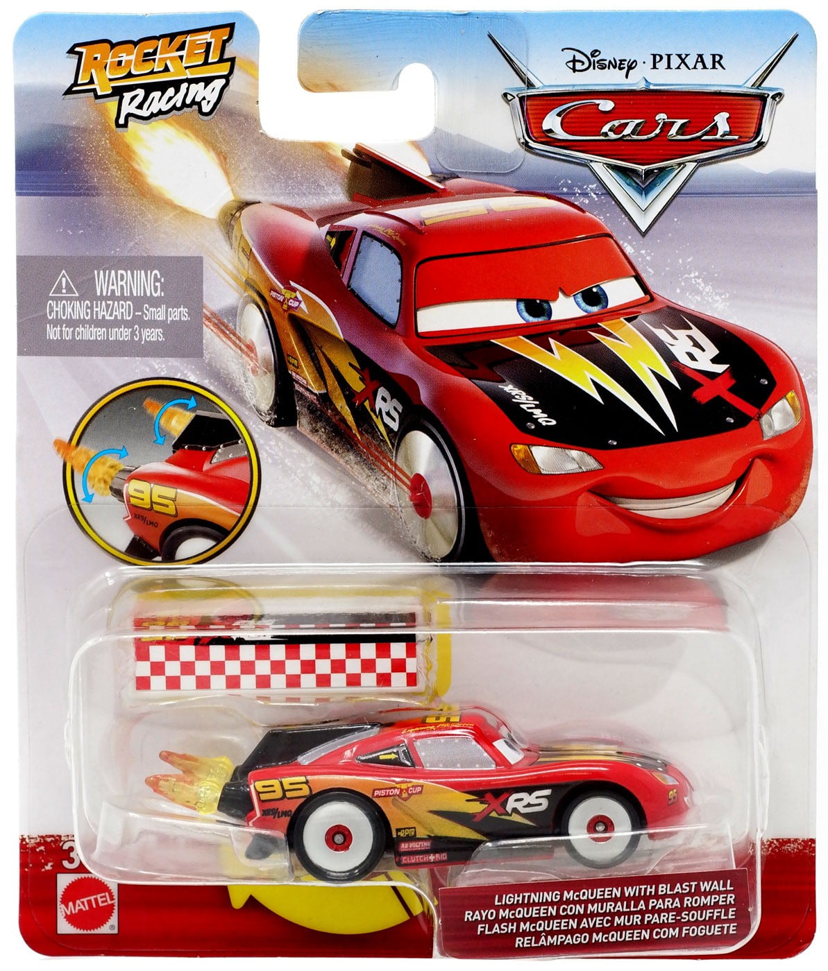 Disney and Pixar Cars XRS Rocket Racing Lightning McQueen with Spinning  Flames 