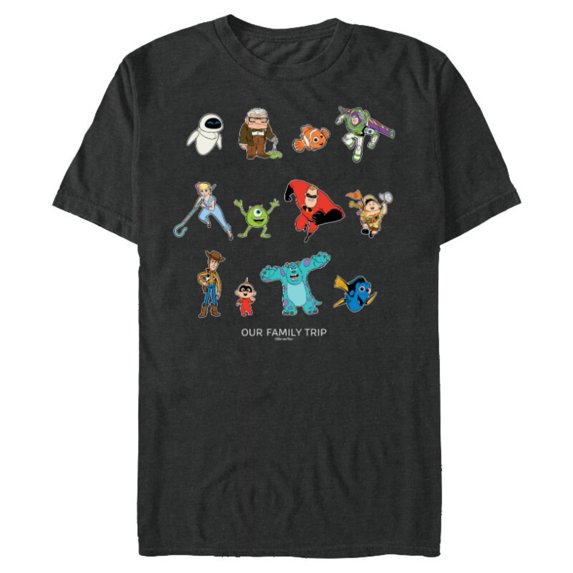 Disney and Pixar Characters Vacation Our Family Trip - Short Sleeve Blended T-Shirt for Adults - Customized-Dark Heather