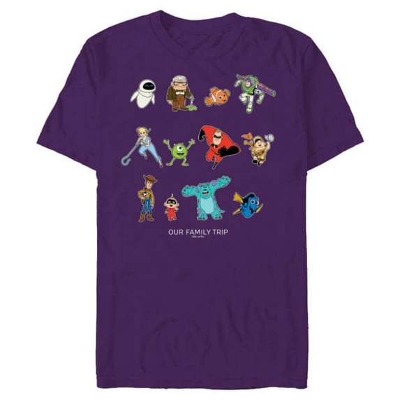 Disney and Pixar Characters Vacation Our Family Trip - Short Sleeve Blended T-Shirt for Adults - Customized-Purple