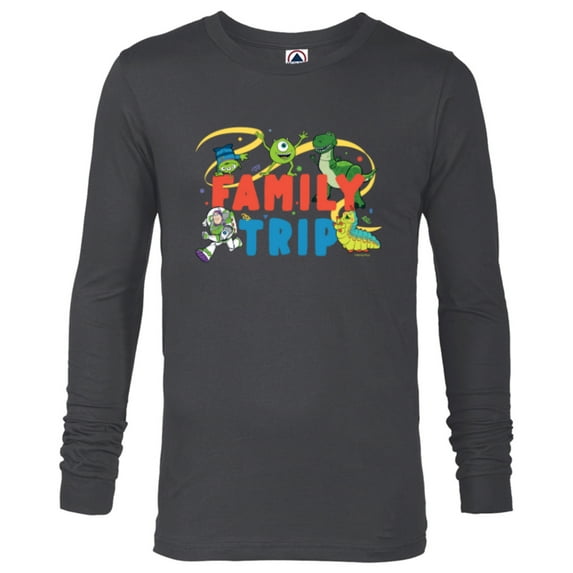 Disney and Pixar Characters Vacation Party Our Family Trip - Long Sleeve T-Shirt for Men - Customized-Charcoal Heather