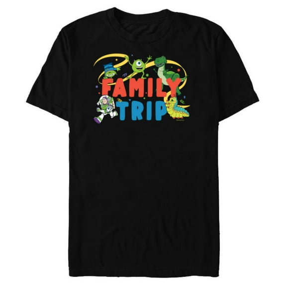Disney and Pixar Characters Vacation Party Our Family Trip - Short Sleeve Blended T-Shirt for Adults - Customized-Black