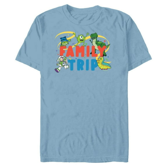 Disney and Pixar Characters Vacation Party Our Family Trip - Short Sleeve Blended T-Shirt for Adults - Customized-Ocean Blue