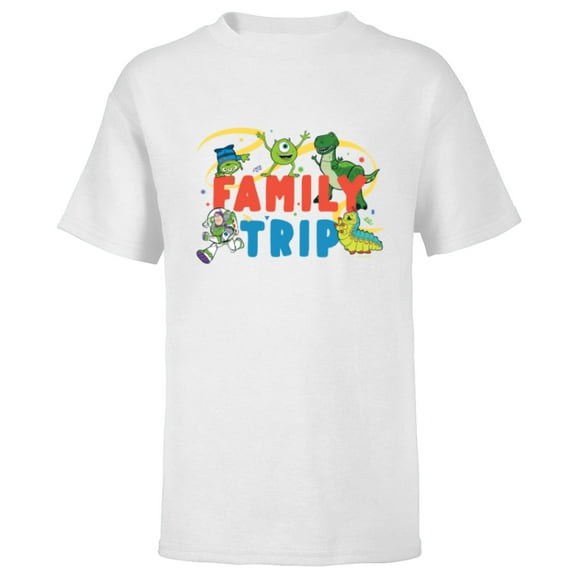 Disney and Pixar Characters Vacation Party Our Family Trip - Short Sleeve T-Shirt for Kids - Customized-White