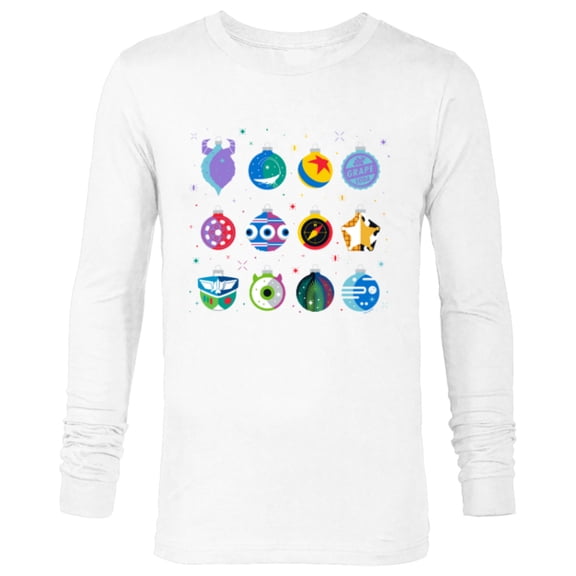 Disney and Pixar Christmas 12 Holiday Character Ornaments - Long Sleeve T-Shirt for Men - Customized-White