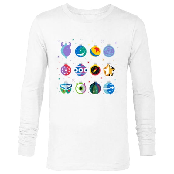 Disney and Pixar Christmas 12 Holiday Character Ornaments - Long Sleeve T-Shirt for Men - Customized-White