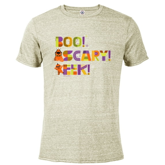 Disney and Pixar Halloween Boo! Scary! Eek! Jack-Jack & Dug - Short Sleeve Blended T-Shirt for Adults - Customized-Putty Snow Heather