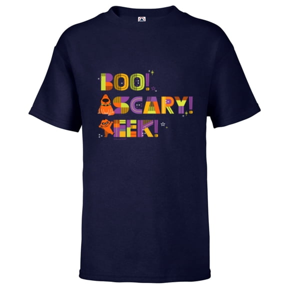 Disney and Pixar Halloween Boo! Scary! Eek! Jack-Jack & Dug - Short Sleeve T-Shirt for Kids - Customized-Athletic Navy