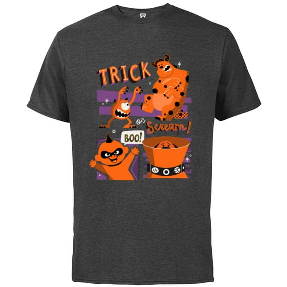 Disney and Pixar Halloween Trick or Scream Monsters, Inc. - Short Sleeve Cotton T-Shirt for Adults - Customized-Charcoal Heather
