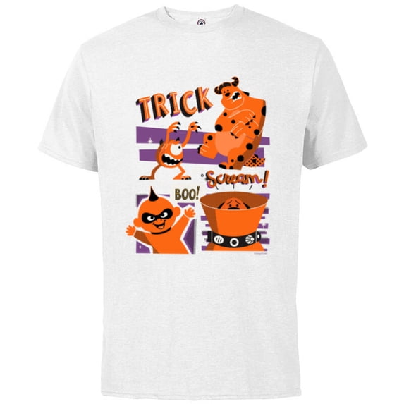 Disney and Pixar Halloween Trick or Scream Monsters, Inc. - Short Sleeve Cotton T-Shirt for Adults - Customized-White