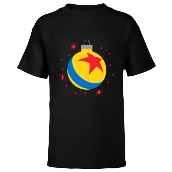 Disney and Pixar Holiday Pixar Ball Christmas Tree Ornament - Short Sleeve T-Shirt for Kids - Customized-Black