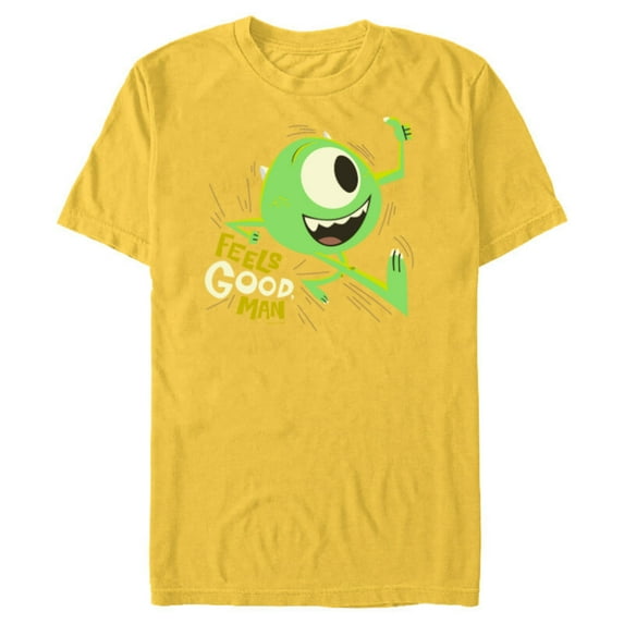 Disney and Pixar Monsters, Inc. Mike Wazowski Feels Good Man - Short Sleeve Blended T-Shirt for Adults - Customized-Yellow