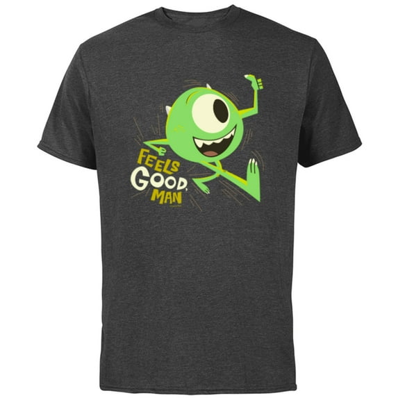 Disney and Pixar Monsters, Inc. Mike Wazowski Feels Good Man - Short Sleeve Cotton T-Shirt for Adults - Customized-Charcoal
