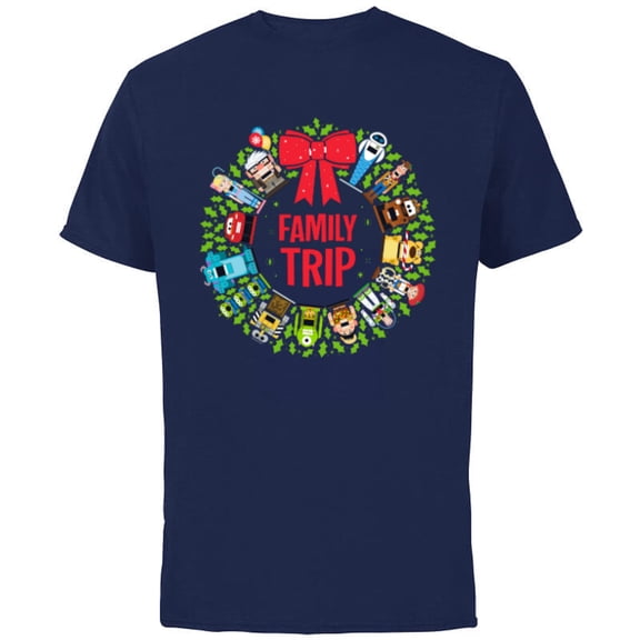 Disney and Pixar Nutcrackers Wreath Christmas Family Trip - Short Sleeve Cotton T-Shirt for Adults - Customized-Navy