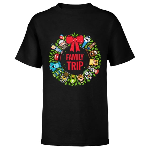 Disney and Pixar Nutcrackers Wreath Christmas Family Trip - Short Sleeve T-Shirt for Kids - Customized-Black