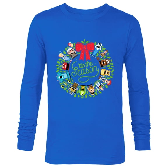 Disney and Pixar Seasonal Wreath ‘Tis the Season Holiday - Long Sleeve T-Shirt for Men – Customized-Royal