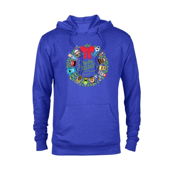 Disney and Pixar Seasonal Wreath ‘Tis the Season Holiday - Pullover Hoodie for Adults – Customized-Royal Heather