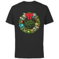 thumbnail image 1 of Disney and Pixar Seasonal Wreath ‘Tis the Season Holiday - Short Sleeve Cotton T-Shirt for Adults - Customized-Black, 1 of 5