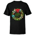 thumbnail image 1 of Disney and Pixar Seasonal Wreath ‘Tis the Season Holiday - Short Sleeve T-Shirt for Kids – Customized-Black, 1 of 5