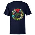 thumbnail image 1 of Disney and Pixar Seasonal Wreath ‘Tis the Season Holiday - Short Sleeve T-Shirt for Kids – Customized-Navy, 1 of 5
