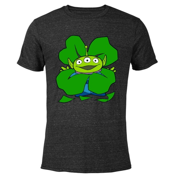 Disney and Pixar Toy Story Alien Shamrock St. Patrick’s Day - Short Sleeve Blended T-Shirt for Adults - Customized-Black