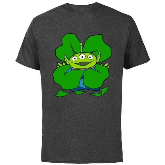 Disney and Pixar Toy Story Alien Shamrock St. Patrick’s Day - Short Sleeve Cotton T-Shirt for Adults - Customized-Charcoal