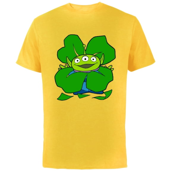 Disney and Pixar Toy Story Alien Shamrock St. Patrick’s Day - Short Sleeve Cotton T-Shirt for Adults - Customized-Yellow