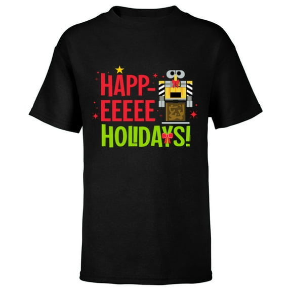 Disney and Pixar WALL-E Nutcracker Happ-EEEEE Happy Holidays - Short Sleeve T-Shirt for Kids - Customized-Black