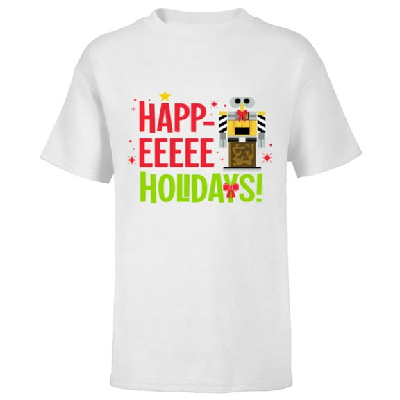 Disney and Pixar WALL-E Nutcracker Happ-EEEEE Happy Holidays - Short Sleeve T-Shirt for Kids - Customized-White