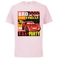 thumbnail image 1 of Disney and Pixar’s Cars Bro of the Birthday Champ Party - Short Sleeve Cotton T-Shirt for Adults - Customized-Soft Pink, 1 of 5