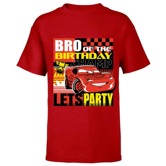 Disney and Pixar’s Cars Bro of the Birthday Champ Party - Short Sleeve T-Shirt for Kids - Customized-Red