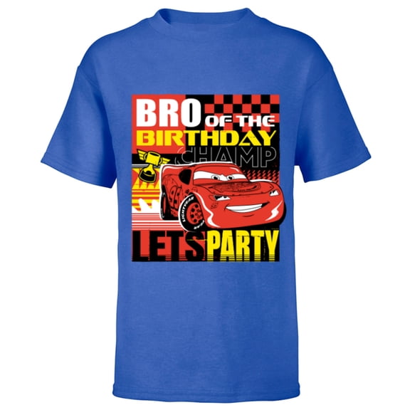 Disney and Pixar’s Cars Bro of the Birthday Champ Party - Short Sleeve T-Shirt for Kids - Customized-Royal