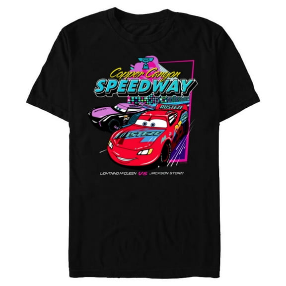 Disney and Pixar’s Cars Copper Canyon Speedway Racing - Short Sleeve Blended T-Shirt for Adults - Customized-Black