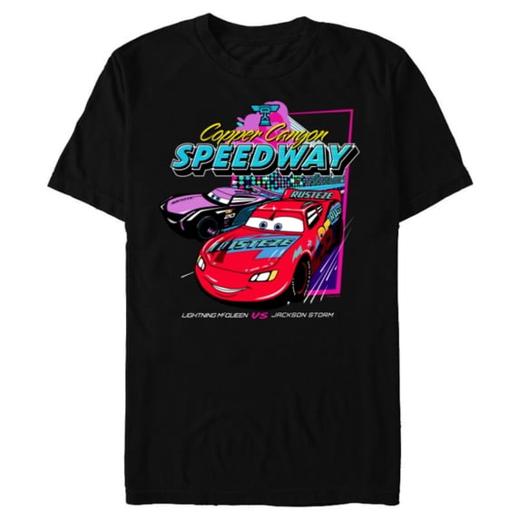 Disney and Pixar’s Cars Copper Canyon Speedway Racing - Short Sleeve Blended T-Shirt for Adults - Customized-Black