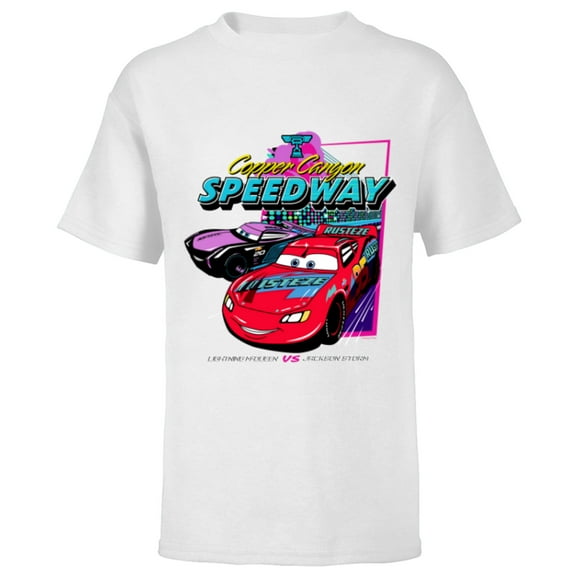 Disney and Pixar’s Cars Copper Canyon Speedway Racing - Short Sleeve T-Shirt for Kids - Customized-White