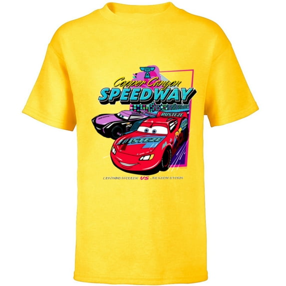 Disney and Pixar’s Cars Copper Canyon Speedway Racing - Short Sleeve T-Shirt for Kids - Customized-Yellow