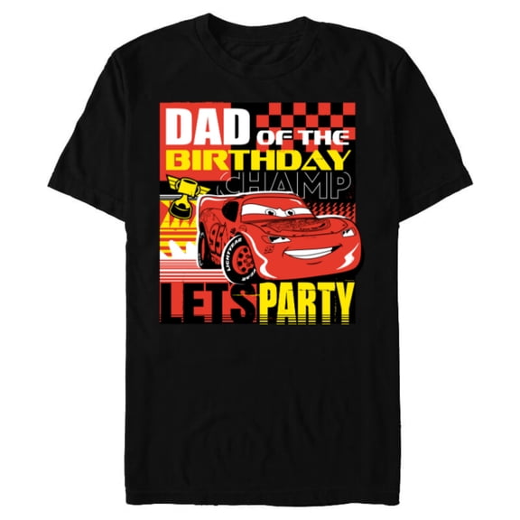 Disney and Pixar’s Cars Dad of the Birthday Champ Party - Short Sleeve Blended T-Shirt for Adults - Customized-Black