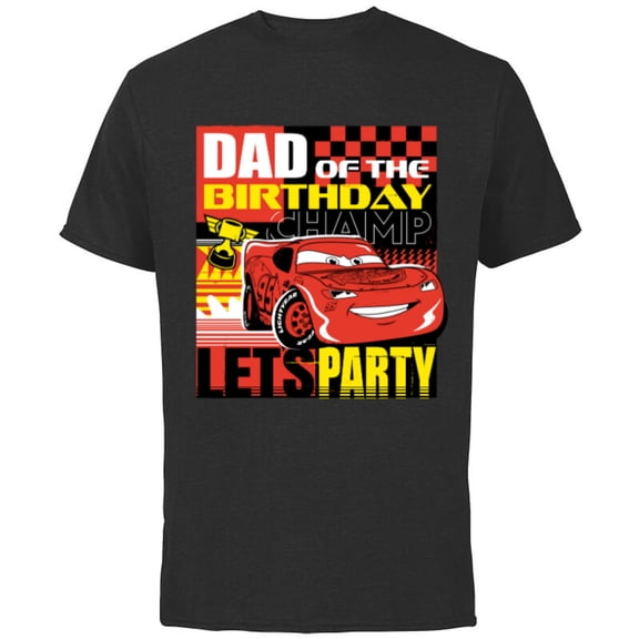 Disney and Pixar’s Cars Dad of the Birthday Champ Party - Short Sleeve Cotton T-Shirt for Adults - Customized-Black