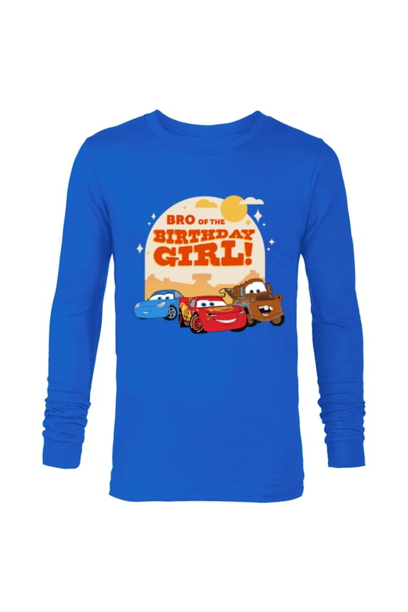 Disney and Pixar’s Cars Family Bro of the Birthday Girl - Long Sleeve T-Shirt for Men - Customized-Navy